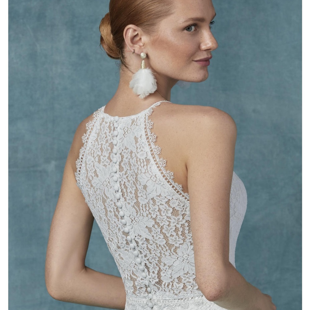 Maggie Sottero White Sheath Halter Wedding Dress